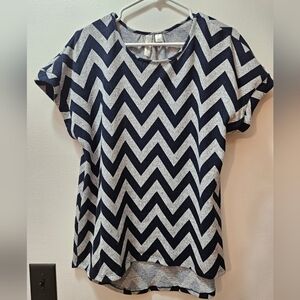 Chevron Navy and Gray Sweater Tee